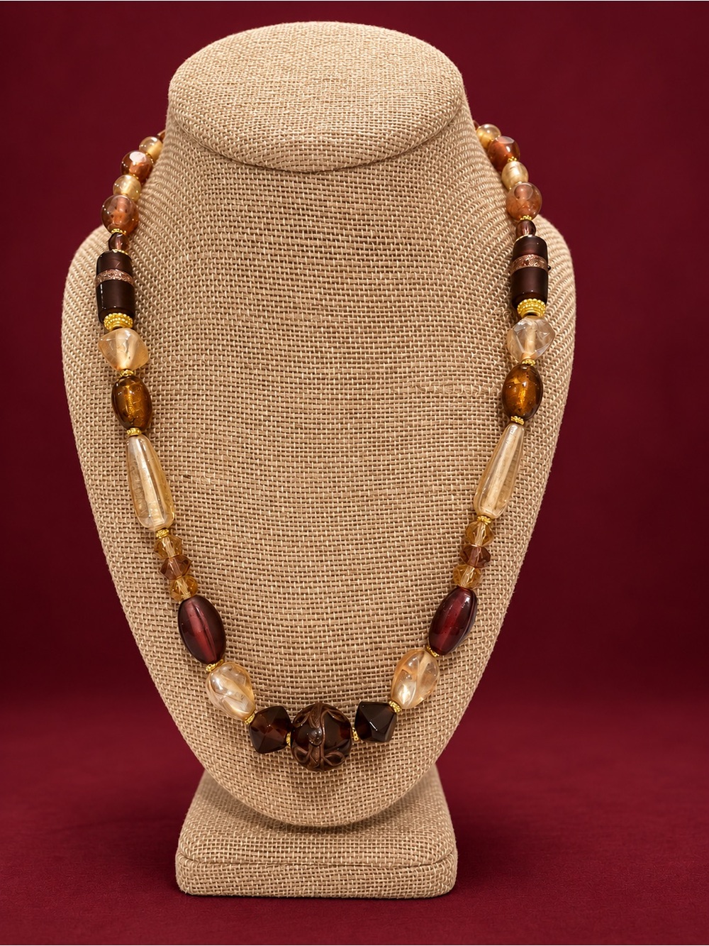 Artisan Vintage Carnival & Lampwork  Glass Necklace
